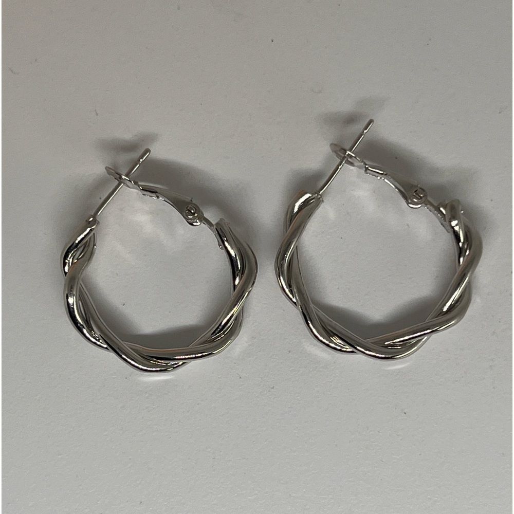 925 Sterling Silver Twisted Hoop Earrings